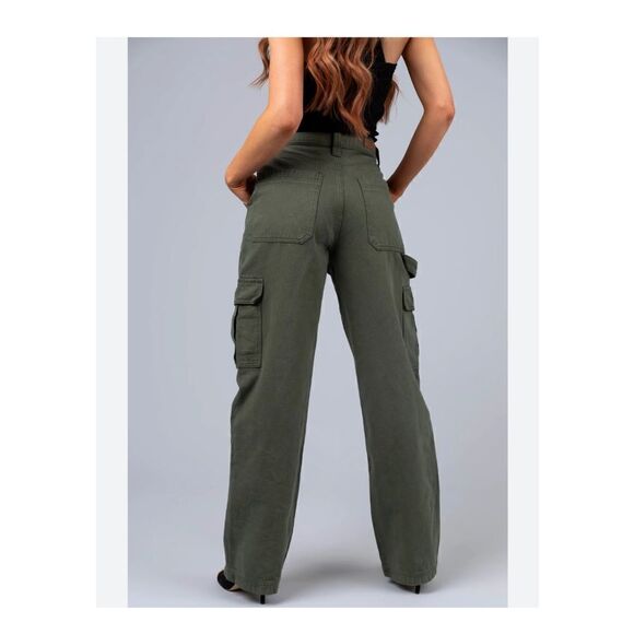 Cello Army Green High Rise Wide Leg Carpenter Jeans never worn! Size 3 Junior - Picture 3 of 12